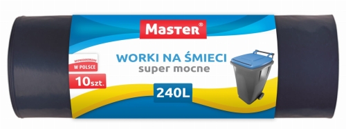 Worki na śmieci 240 L, 10 szt., CZARNE, LDPE, MOCNE! S-028 IKA