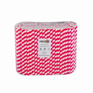 Słomki papierowe EKO 8x197 mm 250szt BIAŁO-CZERWONA