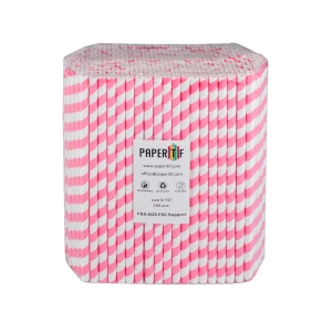 Słomki papierowe EKO 8x197 mm 250szt BIAŁO-RÓŻOWA