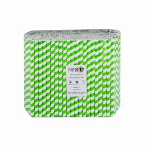 Słomki papierowe EKO 8x197 mm 250szt BIAŁO-ZIELONA