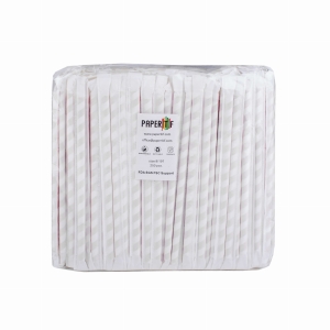 Słomki papierowe EKO 8x197 mm 200szt BIAŁO-ŻÓŁTA pojedynczo pakowane