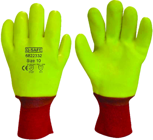 Q-SAFE QS5910-10 Rękawica powlekana winylem o wysokiej widzialności na ocieplanej wyściółce, rozm. 10  (MIDEL MAGAZYN)