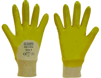 Q-SAFE QS5530-10 Rękawica w części dłoni powlekana żółtym nitrylem na wyściółce ze ściągaczem, rozm. 10 (MIDEL MAGAZYN)