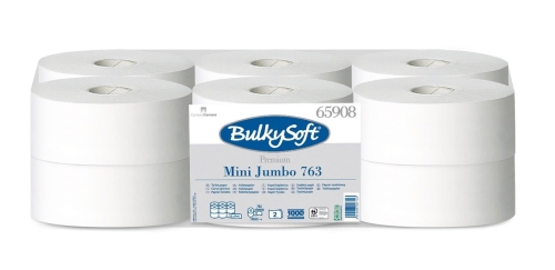 BulkySoft Premium papier toalet. mini jumbo, 2W, 145 m., białe, EKO celuloza, 12 rolek, 65908 (MIDEL MAGAZYN)