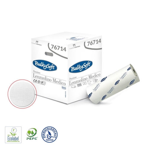 BulkySoft, podkład medyczny, 2w, 60cm x 80m, 6 szt, białe, celuloza, 76714