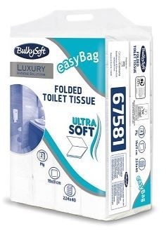 BulkySoft EXCELLENCE Papier toaletowy w składce, 2W, 11x19cm, biały, celuloza, 8960 szt, 40 bind, 67581 (MIDEL MAGAZYN)