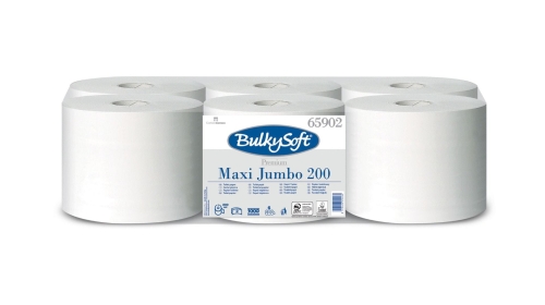 BulkySoft Papier toal. CENTR DOZOWANIA JUMBO, 2W, 200m, biały, celuloza, 6 rolek, 65902
