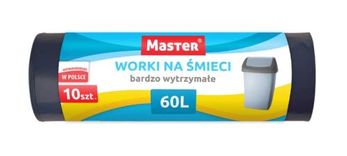60L 10szt, Worki na odpady MASTER LDPE czarne S-021