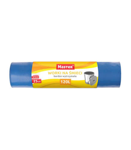 Worki na śmieci 120 L, 25 szt., NIEBIESKIE, LDPE, MOCNE! S-025 IKA