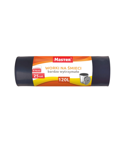 Worki na śmieci 120 L, 25 szt., CZARNE, LDPE, MOCNE! S-024 IKA