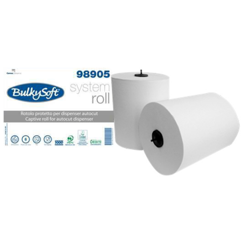 BulkySoft System Ręcznik papierowy w roli autocut, 2W 200m, biały, celuloza, 6 rolek, 98905 (MIDEL MAGAZYN)