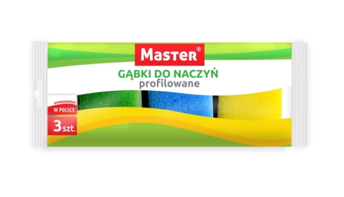 Gąbka do naczyń profilowana 3 sztuki Master S-050